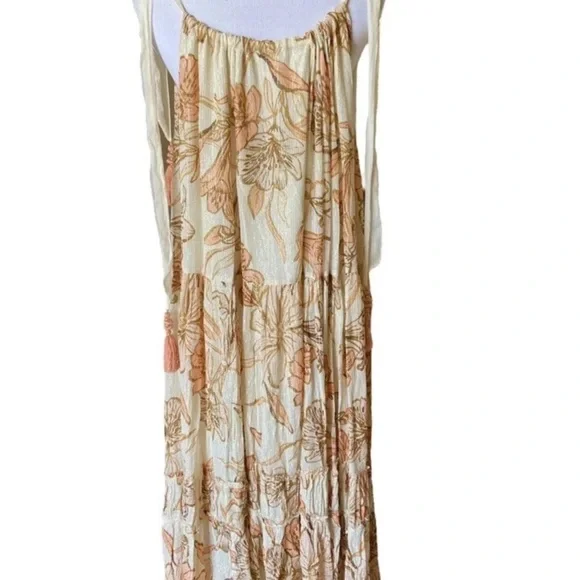 Free People Bare It All Floral Maxi Dress in Cream and Brown NEW S - Picture 3 of 9